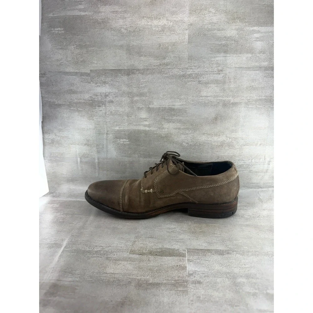 Clarks Men 66124 Brown Leather Cap Toe Derby Oxford Shoes Size 10M